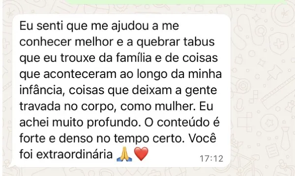Captura de ecrã de WhatsApp: testemunho de uma mulher que quebrou tabus e se reconectou com o corpo